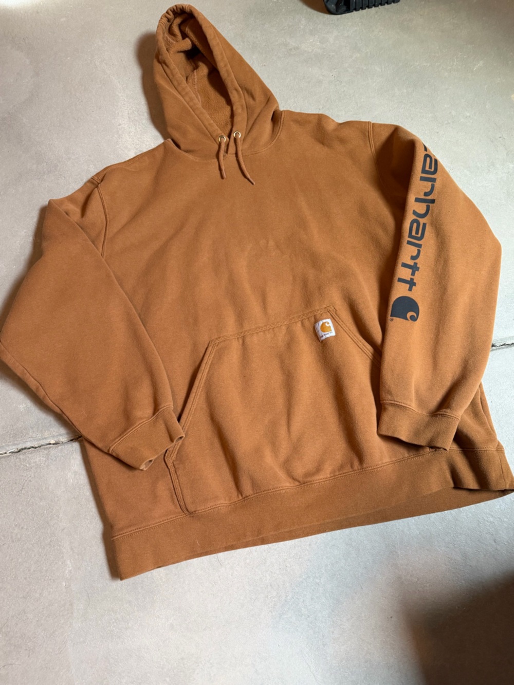 Carhartt Rust Brown Heavyweight Hoodie with Brand Tag